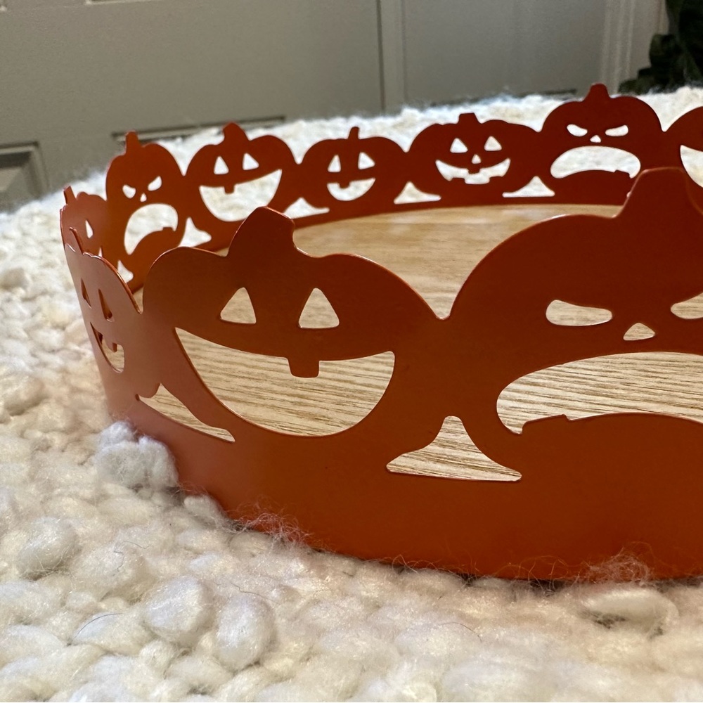 Pumpkins Decorative Wood & Metal Tray